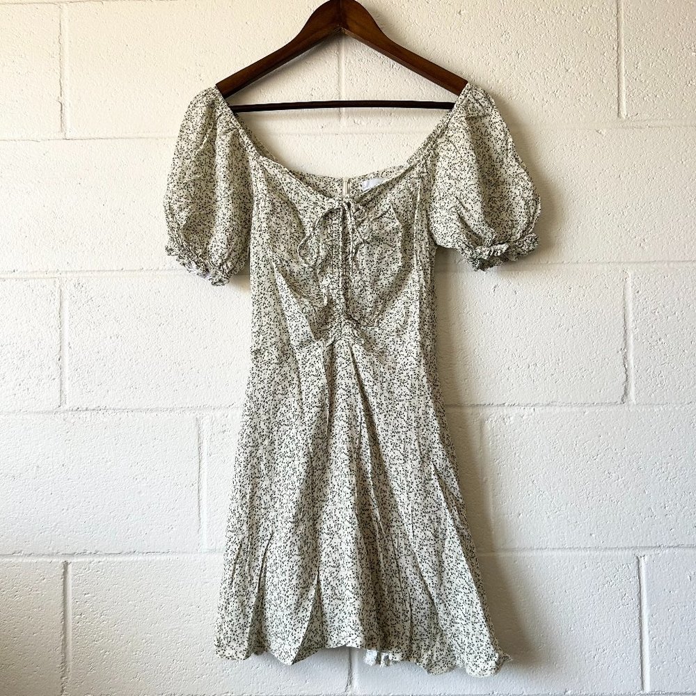 Helder Korean Floral Cottagecore Scrunch Puff Sleeve Mini Dress Women’s Small